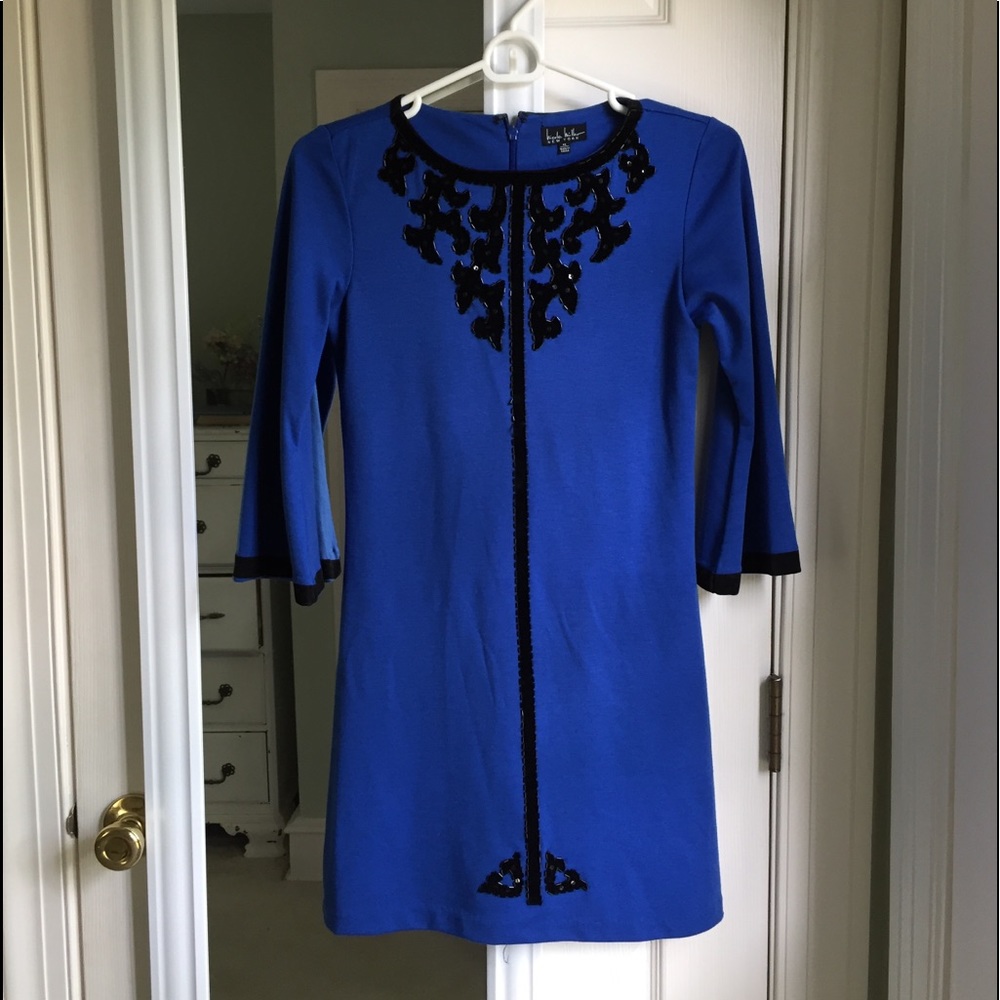 Nicole Miller Blue Sleeve Dress Women XS/Child 14